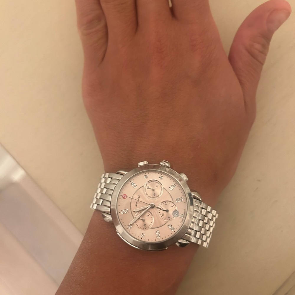 *TODAY ONLY* Michele Sidney Diamond Watch- Pink Dial - Picture 11 of 11